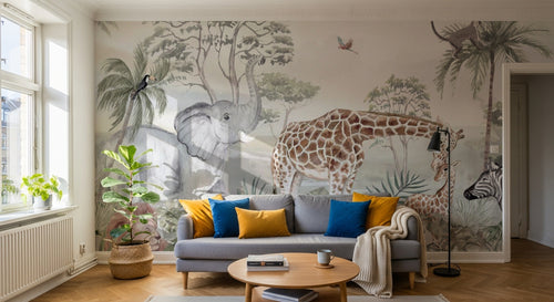 Design B007 — Papier peint Safari Savane Aquarelle - Collection 2 — Novomur