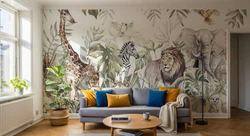 Design B024 — Papier peint Safari Savane Aquarelle - Collection 2 — Novomur