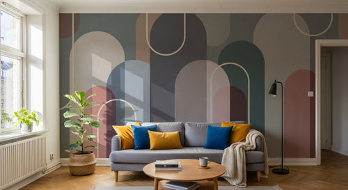 Design C0880 — Papier peint Art Abstrait Bauhaus Beige - Collection 1 — Novomur
