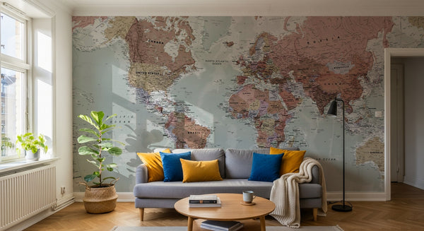 Papier peint Carte du Monde - Sur mesure