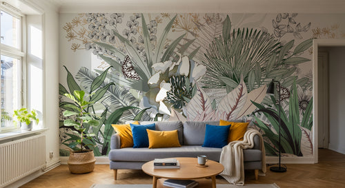 Design D0053 — Papier peint Palmier Tropical Vert - Collection 3 — Novomur