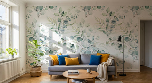 Design D0128 — Papier peint Eucalyptus Botanique Sauge — motif standard — Novomur