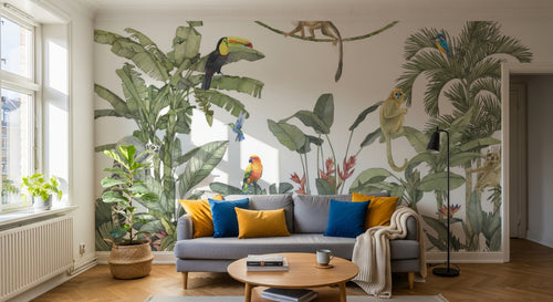Design D0296B — Papier peint Palmier Tropical Vintage Sépia — Novomur