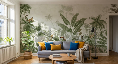 Design D0328 — Papier peint Palmier Tropical Vert - Collection 1 — Novomur
