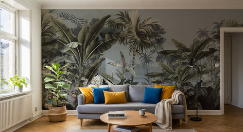 Design E0157 — Papier peint Palmier Tropical Vert - Collection 3 — Novomur
