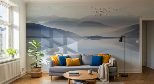 Design E0284 — Papier peint Paysage Montagne Réaliste — Novomur