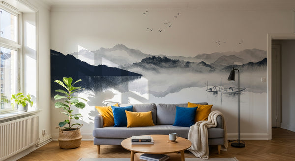 Papier peint Paysage Oriental Ivoire - Sur mesure