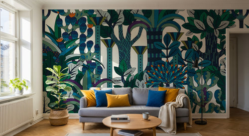 Design E0403 — Papier peint Palmier Tropical Vert - Collection 2 — Novomur