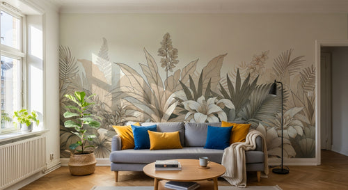 Design F0199 — Papier peint Palmier Tropical Vert - Collection 1 — Novomur