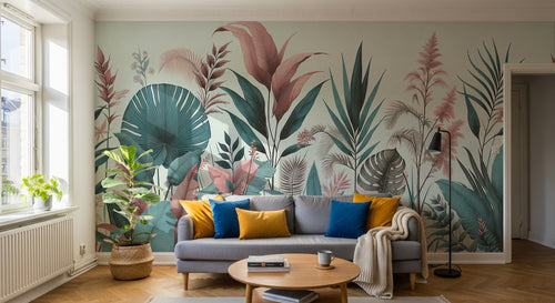 Design F0251 — Papier peint Palmier Tropical Vert - Collection 1 — Novomur