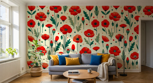Design F0403 — Papier peint Coquelicots et Fleurs Sauvages — Novomur