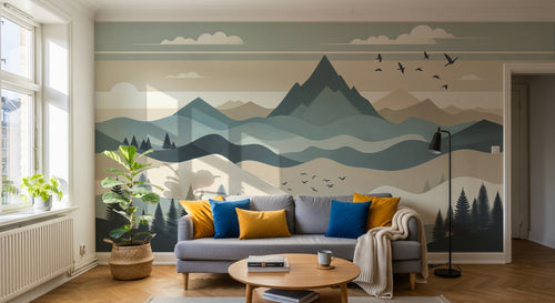 Design F0632 — Papier peint Paysage Montagne Minimaliste - Collection 2 — Novomur