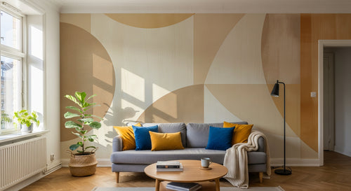 Design F0675 — Papier peint Art Abstrait Bauhaus Beige - Collection 2 — Novomur