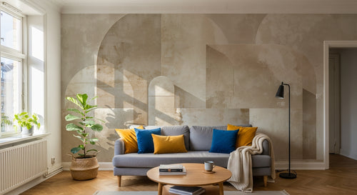 Design F0681 — Papier peint Art Abstrait Bauhaus Beige - Collection 1 — Novomur