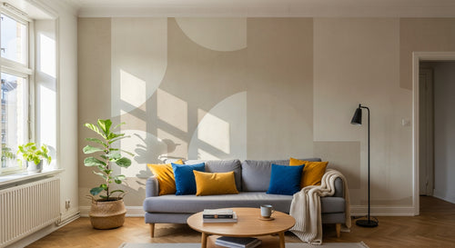Design F0682 — Papier peint Art Abstrait Bauhaus Beige - Collection 2 — Novomur