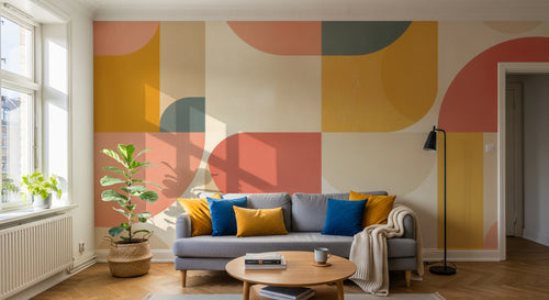 Design F0842 — Papier peint Art Abstrait Bauhaus Coloré - Collection 1 — Novomur
