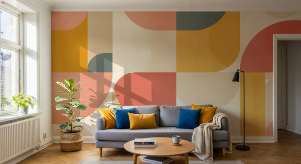 Papier peint Art Abstrait Bauhaus Coloré - Collection 1 - Sur mesure