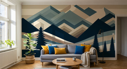 Design F0866 — Papier peint Paysage Montagne Minimaliste - Collection 2 — Novomur
