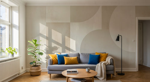 Design F0869 — Papier peint Art Abstrait Bauhaus Beige - Collection 2 — Novomur