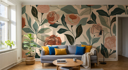Design F0875 — Papier peint Floral Pivoines et Roses - Collection 2 — Novomur