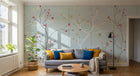 Design FC121 — Papier peint Branches baies rouges fond bleu pale — Novomur
