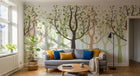 Design FC146 — Papier peint Foret stylisee arbres feuillage rond — Novomur