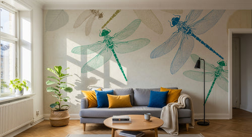 Design FC213 — Papier peint Libellules style gravure entomologique — Novomur