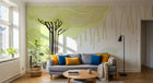 Design FC220 — Papier peint Arbres stylises tourbillon vert pale — Novomur
