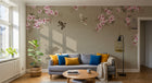 Design FC246 — Papier peint Cerisier en fleurs oiseaux et cage doree — Novomur