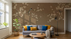 Design FC280 — Papier peint Prunier oiseaux fond taupe chinoiserie — Novomur