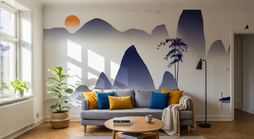 Design FC381 — Papier peint Paysage encre montagnes karstiques bambou — Novomur