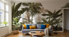 Design L0093 — Papier peint Jungle vintage palmiers et pagode — Novomur