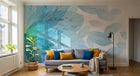Design L0354 — Papier peint Grande fleur bleue eclatee turquoise — Novomur