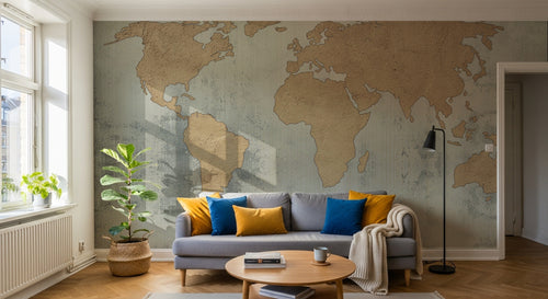 Design L0615 — Papier peint Carte du Monde - Collection 2 — Novomur