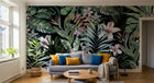 Design L0654 — Papier peint Pattern jungle hibiscus orchidees fond marine — Novomur