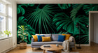 Design L0944 — Papier peint Monstera vert emeraude fond noir — Novomur