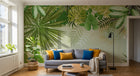 Design L1010 — Papier peint Encadrement feuillage tropical fond beige — Novomur