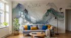 Design L1129 — Papier peint Encre fluide abstraite vol oiseaux — Novomur