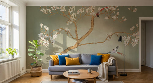 Design SK0166 — Papier peint Magnolia & Oiseaux — Novomur