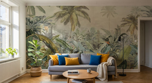 Design SK0265 — Papier peint Jungle Tropicale Dense Aquarelle — Novomur