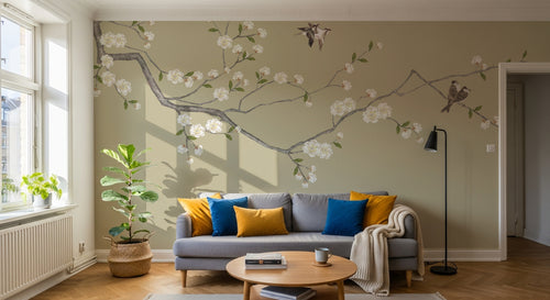 Design SK0756 — Papier peint Cerisier en Fleurs — Novomur