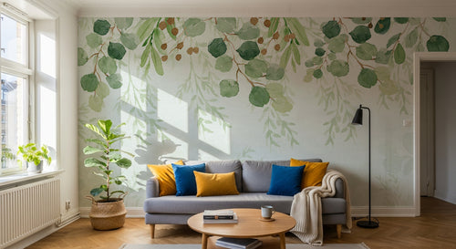 Design SK0858 — Papier peint Eucalyptus Botanique Sauge — Novomur