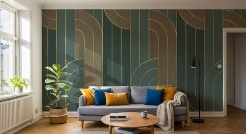 Design SK0975 — Papier peint Art Abstrait Bauhaus Beige - Collection 1 — Novomur