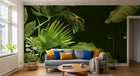 Design SL0026 — Papier peint Feuillage tropical fond vert sombre — Novomur