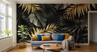 Design SL0033 — Papier peint Feuilles tropicales noir et or luxe — Novomur