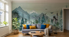 Design SL0111 — Papier peint Paysage hivernal renard chateau sapins — Novomur
