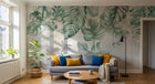 Design SL0173 — Papier peint Monstera cascade oiseaux fond marbre — Novomur