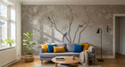 Design SL0199 — Papier peint Arbre oiseaux exotiques chinoiserie beige — Novomur