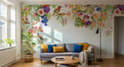 Design SL0226 — Papier peint Cascade fleurs colorees colibris exotiques — Novomur