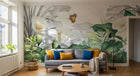 Design SL0662 — Papier peint Calla blanches feuillage tropical papillons — Novomur